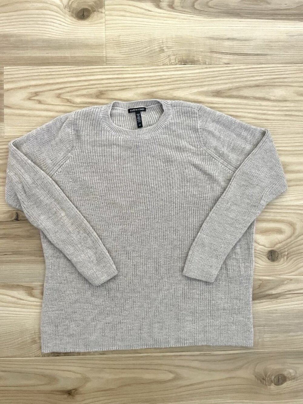Eileen Fisher 100% Merino Wool Knit Pullover Sweater Neutral Classic size Small